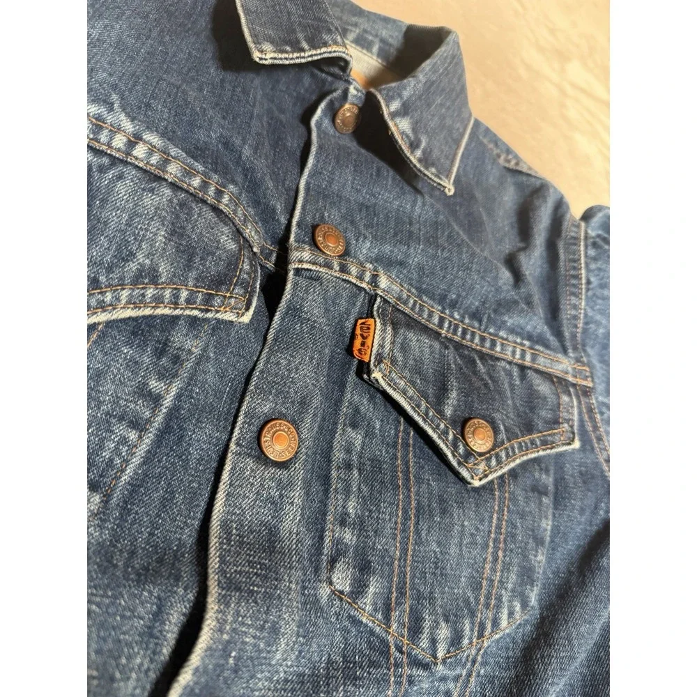 Vintage Levis Orange Tab Denim Trucker Jacket USA 70505-0217 Boys 18 Fits XS